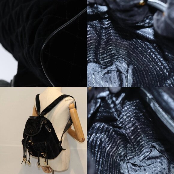 PRADA Quilted Backpack Velor Black Auth 73128AV - Picture 16 of 16